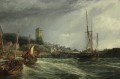 Bateaux de pêche en cours d’exécution dans Port Dysart Harbour Samuel Bough maritime scènes